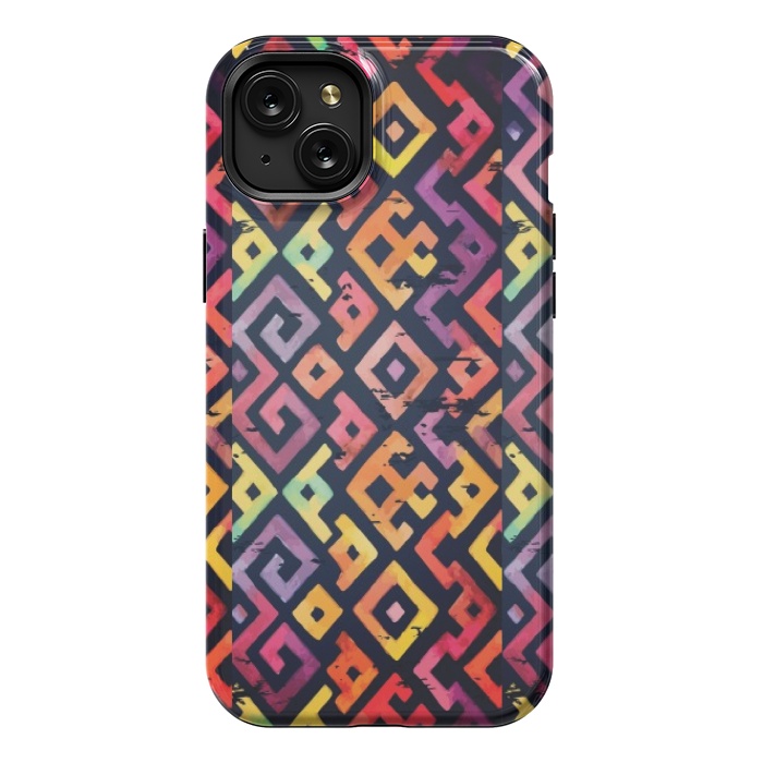 iPhone 15 Plus StrongFit coloured squared pattern by MALLIKA