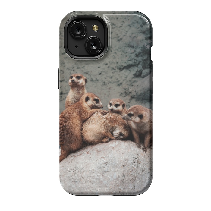 iPhone 15 StrongFit Meerkat family by Laura Nagel
