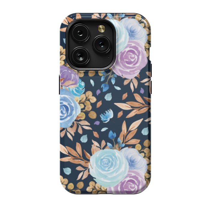 iPhone 15 Pro StrongFit blue purple floral pattern by MALLIKA