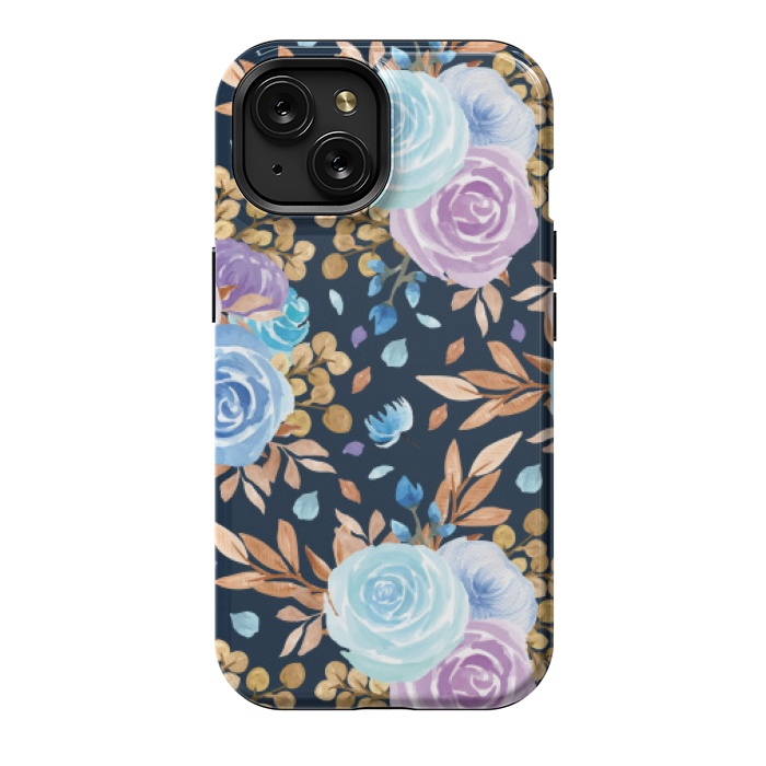 iPhone 15 StrongFit blue purple floral pattern by MALLIKA