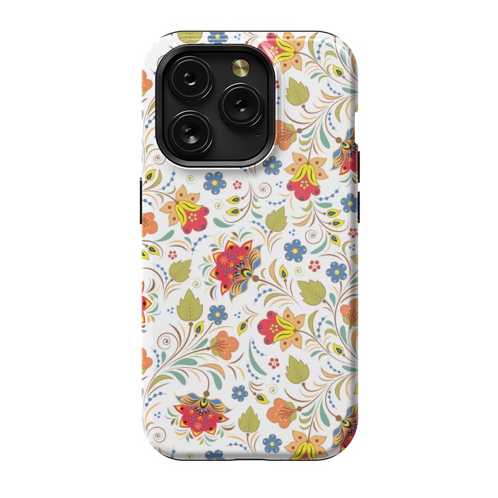 iPhone 15 Pro StrongFit red yellow floral pattern by MALLIKA