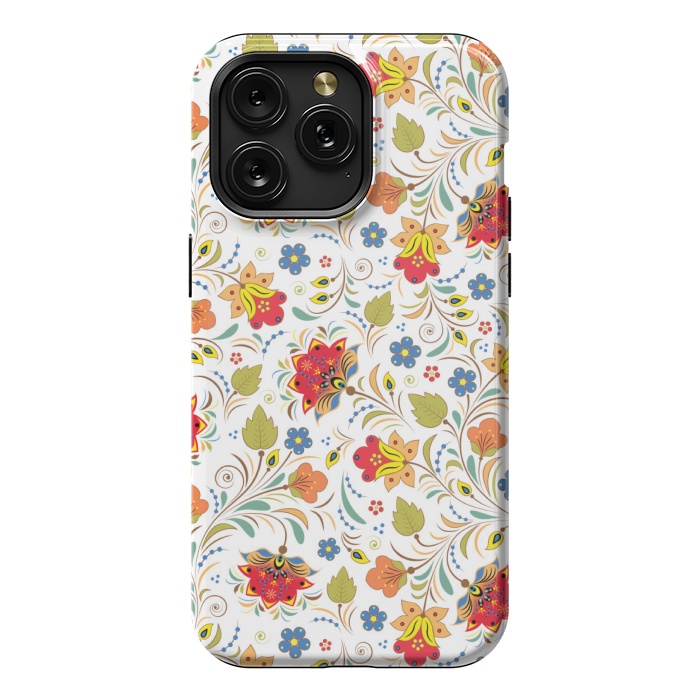 iPhone 15 Pro Max StrongFit red yellow floral pattern by MALLIKA