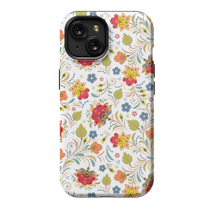 iPhone 15 StrongFit red yellow floral pattern by MALLIKA