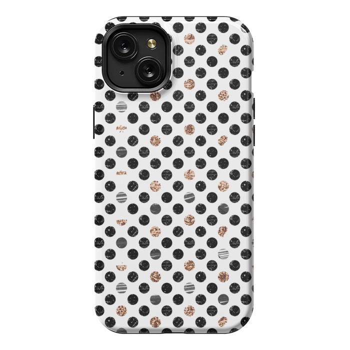 iPhone 15 Plus StrongFit Ink and gold glitter polka dots by Oana 