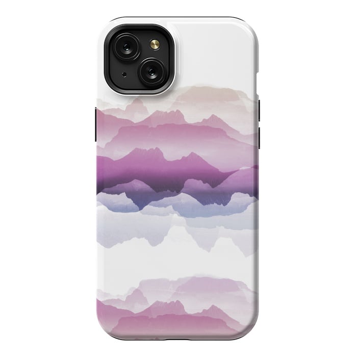 iPhone 15 Plus StrongFit Pink blue gradient mountain landscape by Oana 