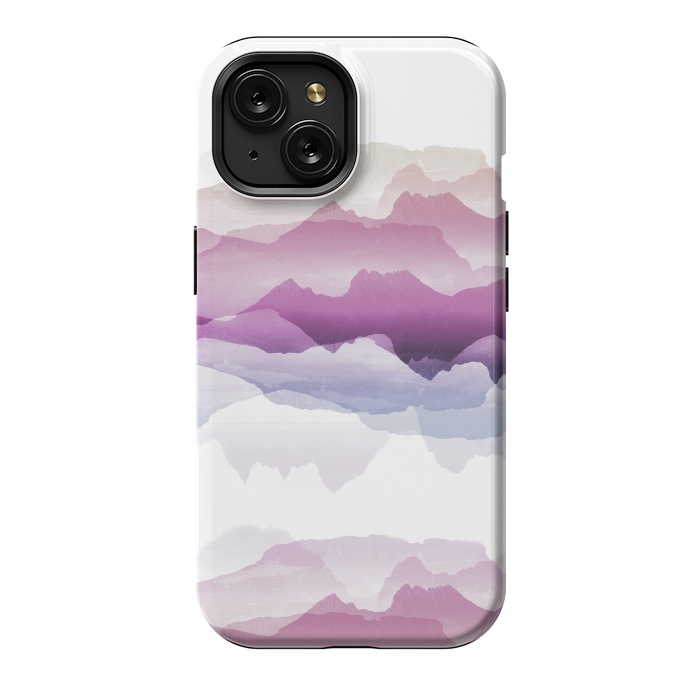 iPhone 15 StrongFit Pink blue gradient mountain landscape by Oana 