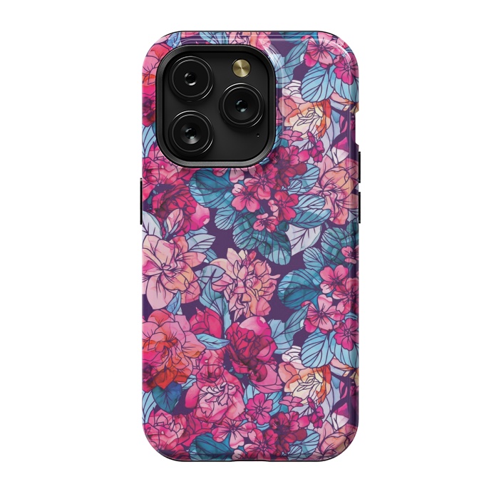 iPhone 15 Pro StrongFit pink floral pattern 6 by MALLIKA
