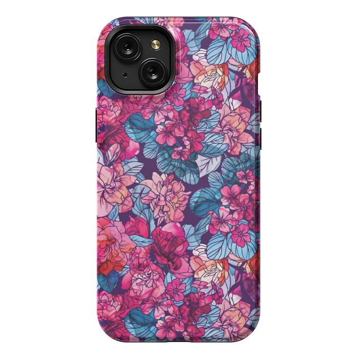 iPhone 15 Plus StrongFit pink floral pattern 6 by MALLIKA