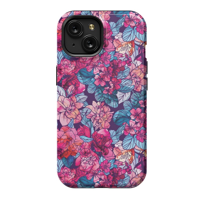 iPhone 15 StrongFit pink floral pattern 6 by MALLIKA