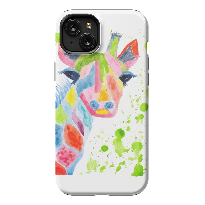 iPhone 15 Plus StrongFit Giraffe watercolor  by ArtKingdom7