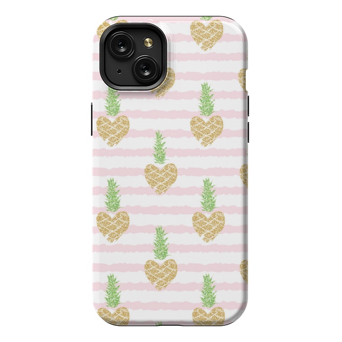 iPhone 15 Plus StrongFit heart pineapple glitter by MALLIKA