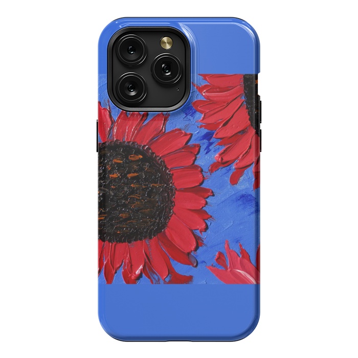 iPhone 15 Pro Max StrongFit Red sunflowers art by ArtKingdom7