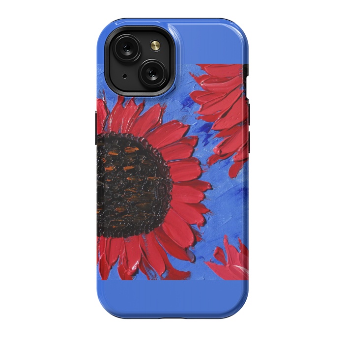 iPhone 15 StrongFit Red sunflowers art by ArtKingdom7