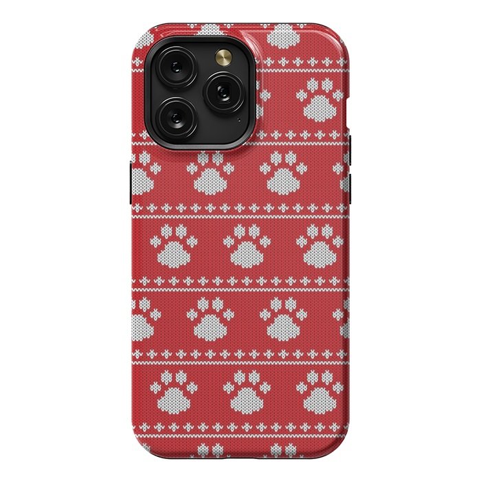 iPhone 15 Pro Max StrongFit red paws pattern by MALLIKA