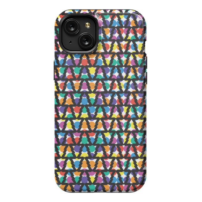 iPhone 15 Plus StrongFit multi color christmas tree pattern by MALLIKA