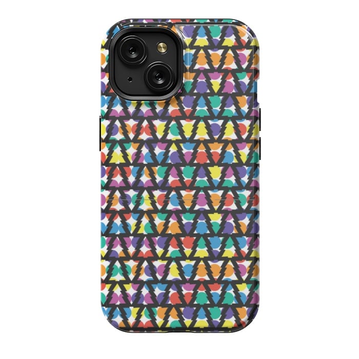 iPhone 15 StrongFit multi color christmas tree pattern by MALLIKA