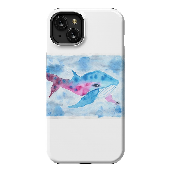 iPhone 15 Plus StrongFit Baby whale watercolor by ArtKingdom7