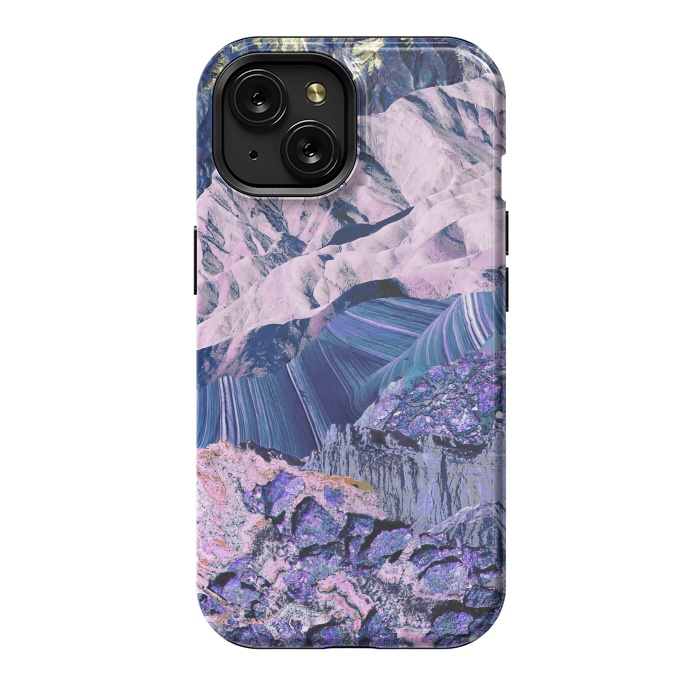iPhone 15 StrongFit Blue Violet Geode mountain landscape by Oana 