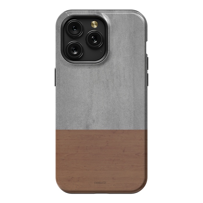 iPhone 15 Pro Max StrongFit Concrete-Touch of a Wood by ''CVogiatzi.