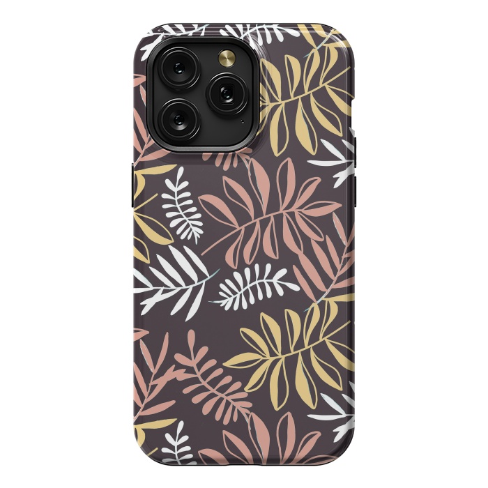 iPhone 15 Pro Max StrongFit Neutral modern tropical leaves by Oana 