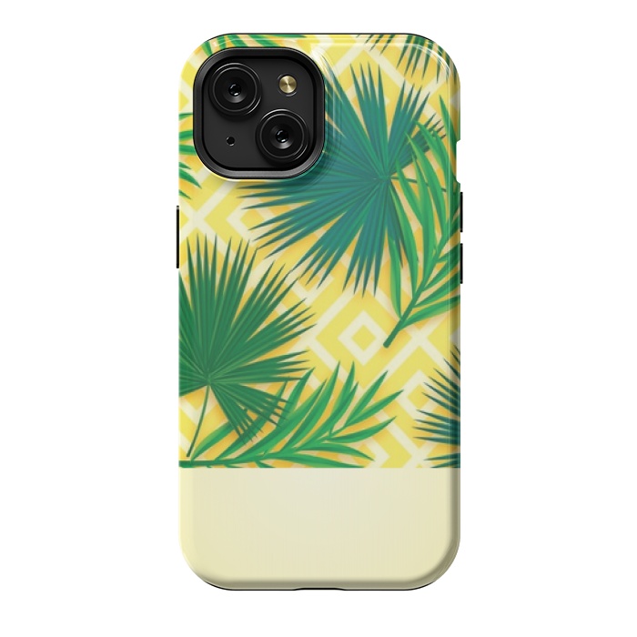 iPhone 15 StrongFit GREEN YELLOW TROPICAL LOVE by MALLIKA