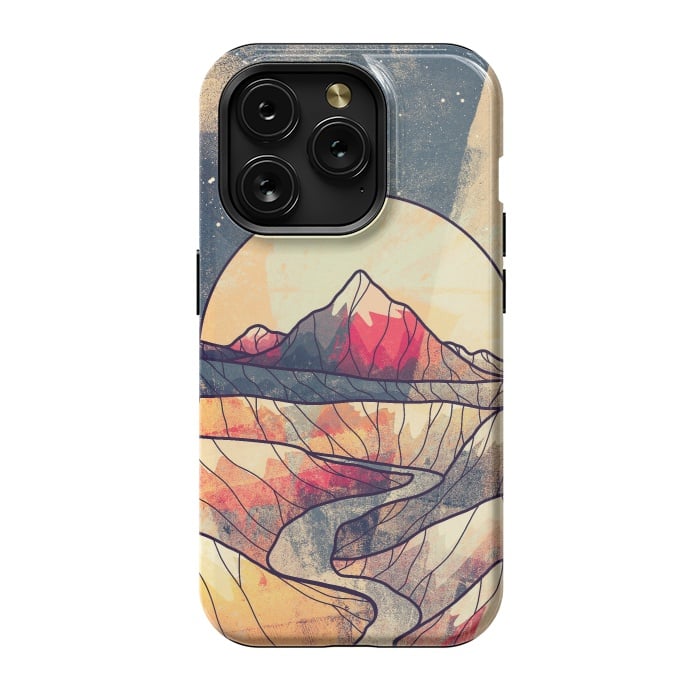 iPhone 15 Pro StrongFit Retro river mountains by Steve Wade (Swade)