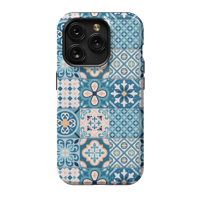 iPhone 15 Pro StrongFit blue tiles pattern 4 by MALLIKA