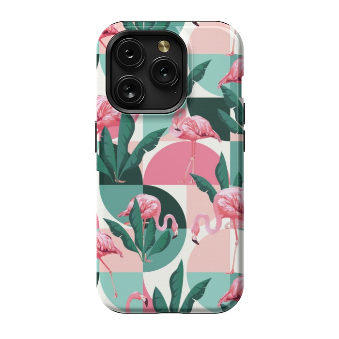 iPhone 15 Pro StrongFit square flamingo pattern  by MALLIKA