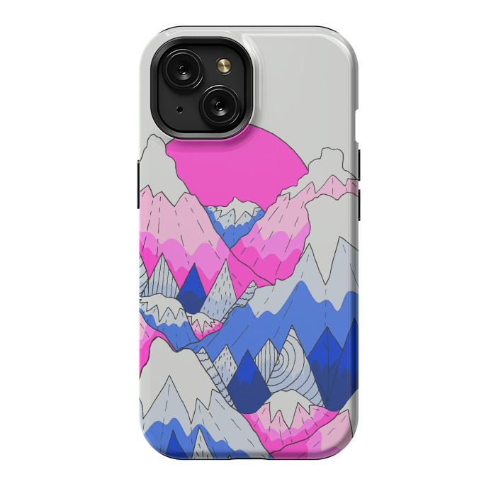 iPhone 15 StrongFit The hot pink and blue peaks by Steve Wade (Swade)