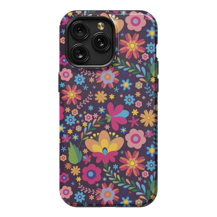 iPhone 15 Pro Max StrongFit Pink and Yellow Flower Party by ArtsCase