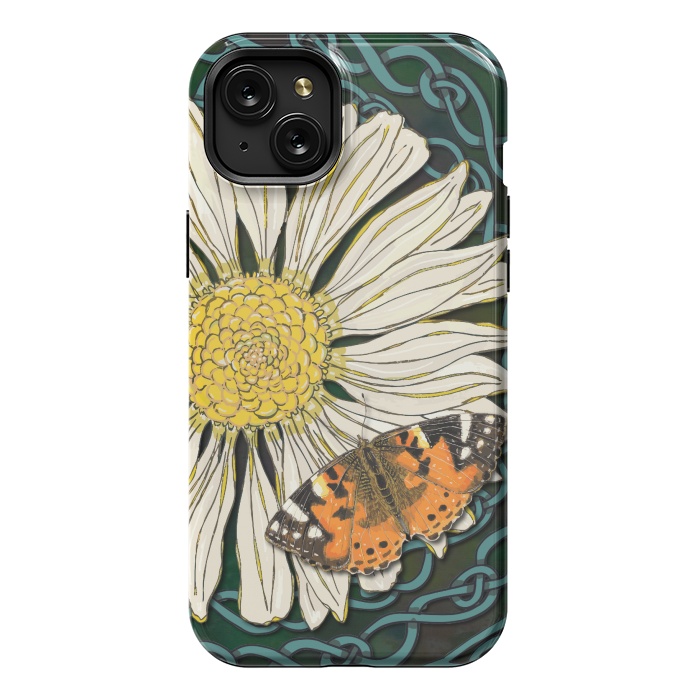 iPhone 15 Plus StrongFit Daisy and Butterfly by Lotti Brown
