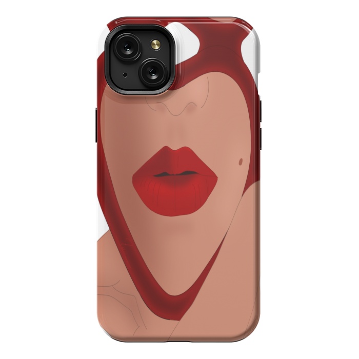 iPhone 15 Plus StrongFit Mirrored Lips - Valentines Edition Design by Anima Tea Story