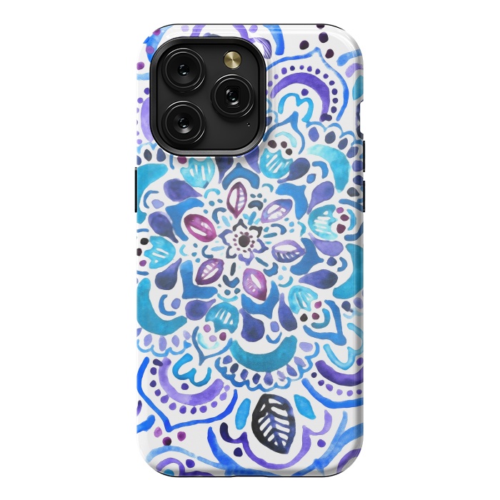 iPhone 15 Pro Max StrongFit Ocean Watercolour Mandala - Vivid by Tangerine-Tane