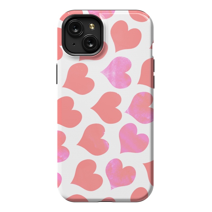 iPhone 15 Plus StrongFit Bold Red-Pink hearts by Oana 