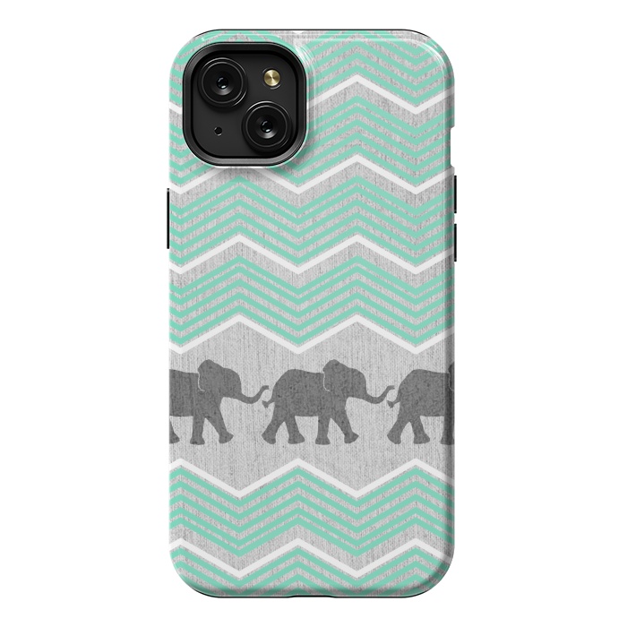 iPhone 15 Plus StrongFit Three Elephants by Tangerine-Tane