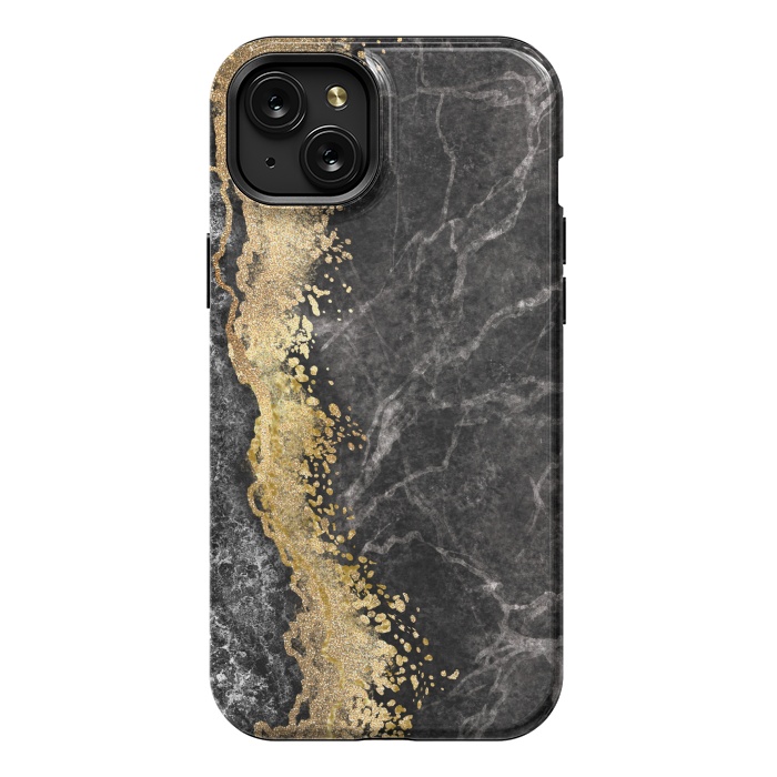 iPhone 15 Plus StrongFit Abstract background creative marble texture and gold leaf by ArtsCase