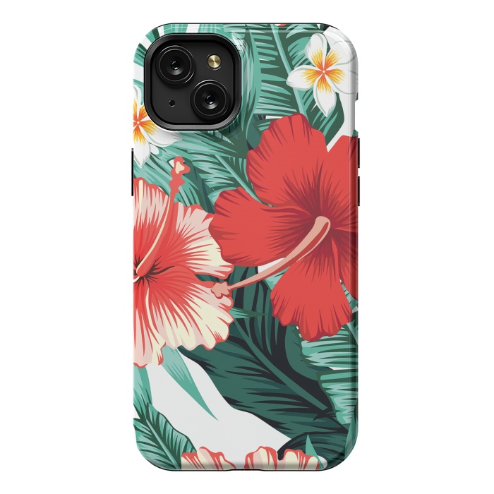 iPhone 15 Plus StrongFit Exotic Green Tropical Palm fern Leaves by ArtsCase