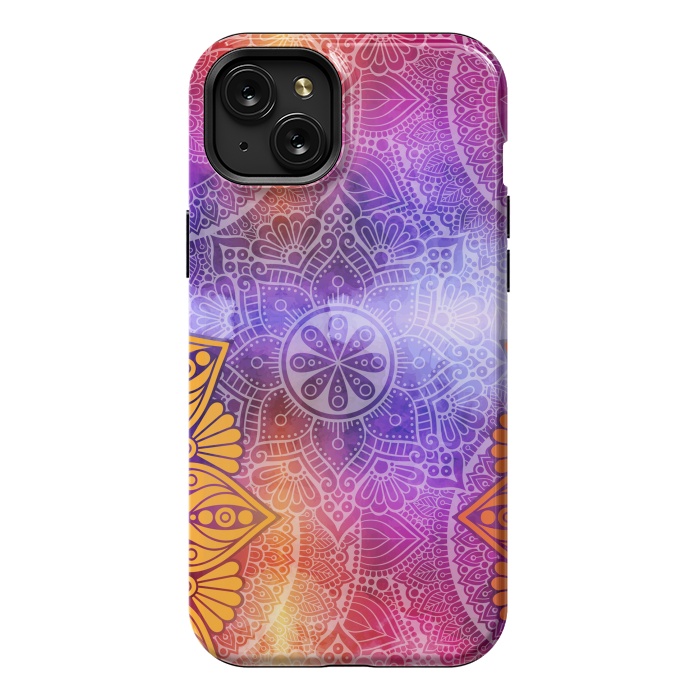 iPhone 15 Plus StrongFit Mandala Pattern with bright Colors by ArtsCase
