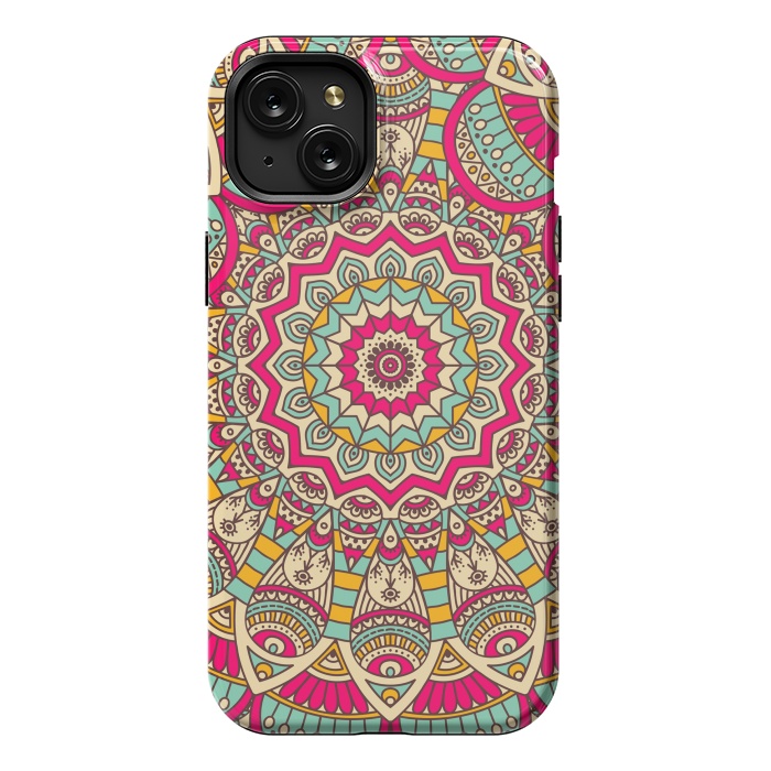 iPhone 15 Plus StrongFit Ethnic floral seamless and Madala pattern by ArtsCase