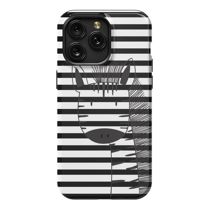 iPhone 15 Pro Max StrongFit minimal black white cute zebra by haroulita