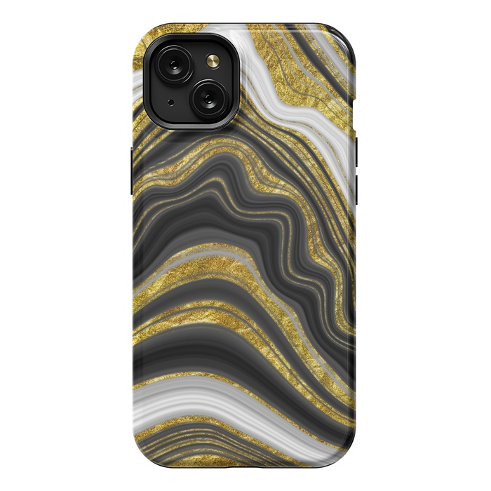 iPhone 15 Plus StrongFit elegant marble golden waves by haroulita