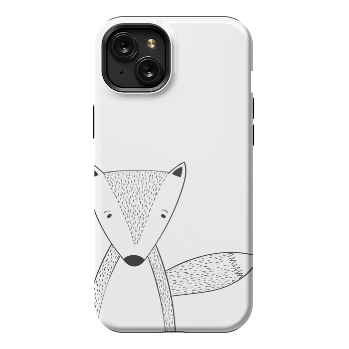 iPhone 15 Plus StrongFit cute black white fox by haroulita