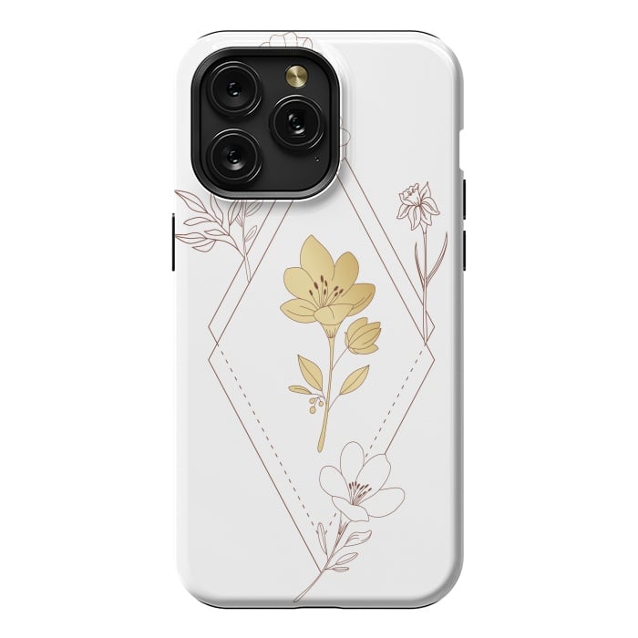 iPhone 15 Pro Max StrongFit gold flower  by haroulita