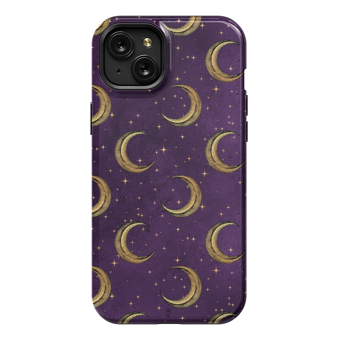 iPhone 15 Plus StrongFit gold moon in night sky by haroulita