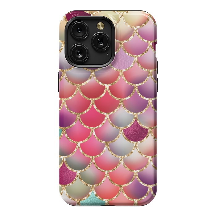 iPhone 15 Pro Max StrongFit colorful mermaid glitter scales by haroulita