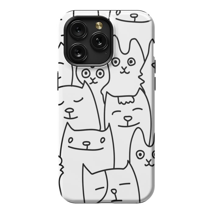 iPhone 15 Pro Max StrongFit black white funny cats by haroulita