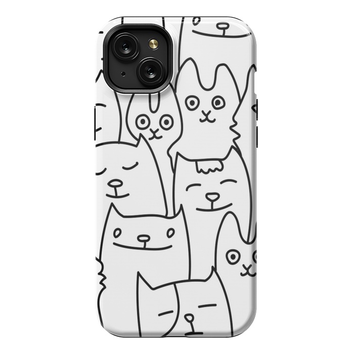 iPhone 15 Plus StrongFit black white funny cats by haroulita