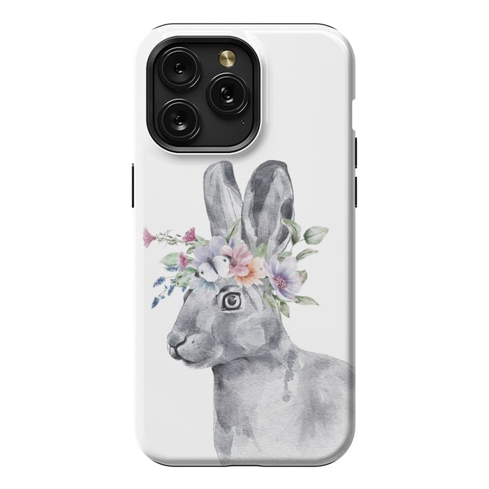 iPhone 15 Pro Max StrongFit cute watercolor rabbit with flowers by haroulita