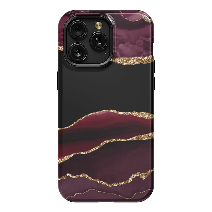 iPhone 15 Pro Max StrongFit burgundy agate marble by haroulita