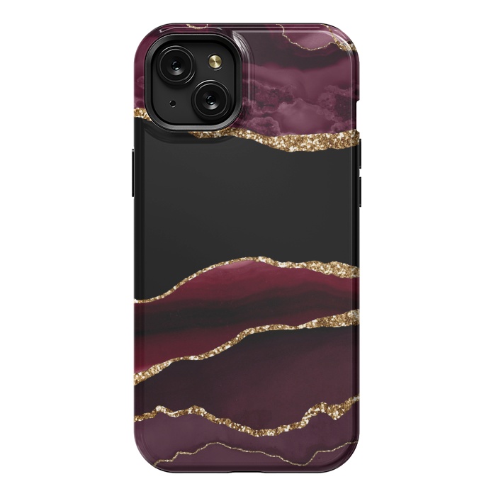 iPhone 15 Plus StrongFit burgundy agate marble by haroulita